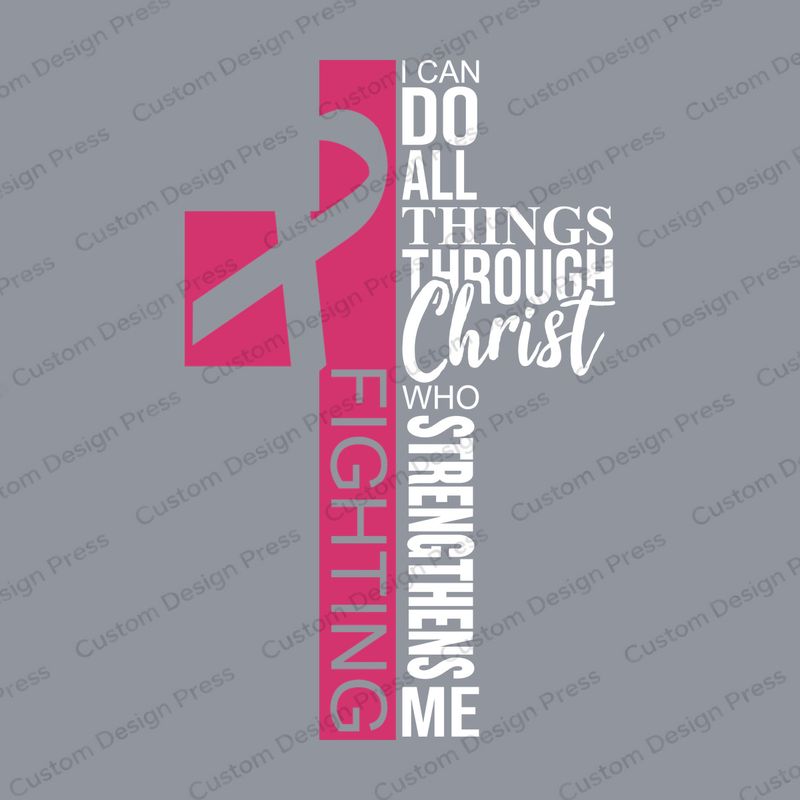 Fighting Through Christ White Lettering Cross PNG – Digital Download