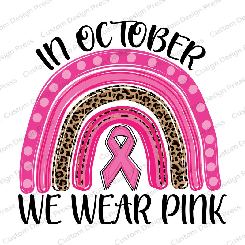 In October We Wear Pink Leopard Rainbow PNG – Digital Download