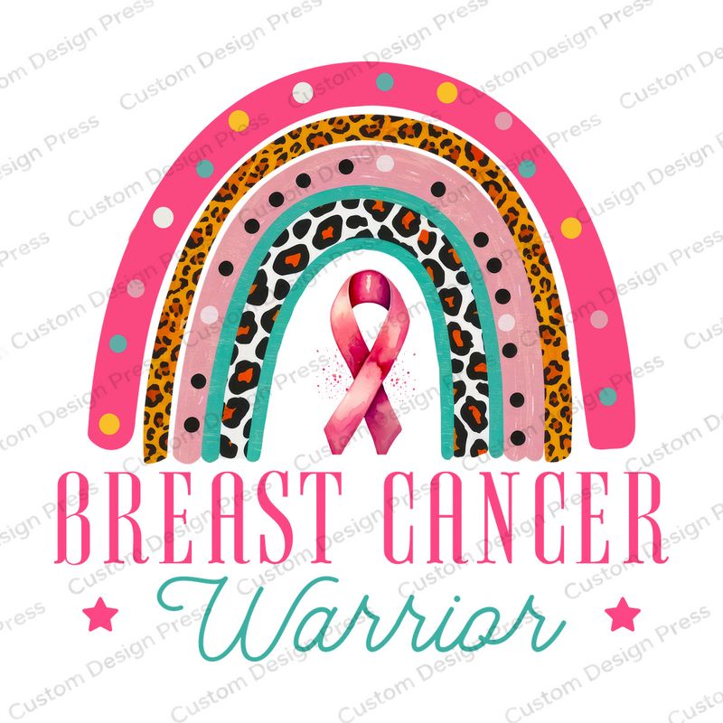 Breast Cancer Warrior Leopard Rainbow PNG – Digital Download