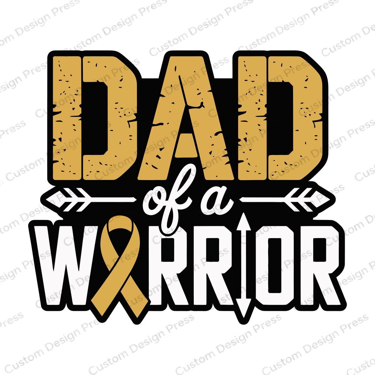 Dad of a Warrior Gold Ribbon PNG – Digital Download