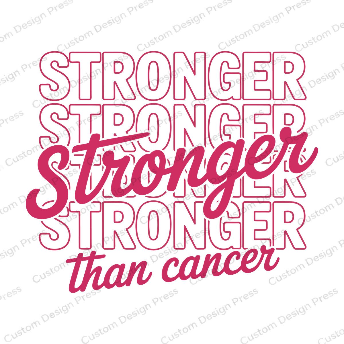 Stronger Than Cancer Pink Lettering PNG – Digital Download
