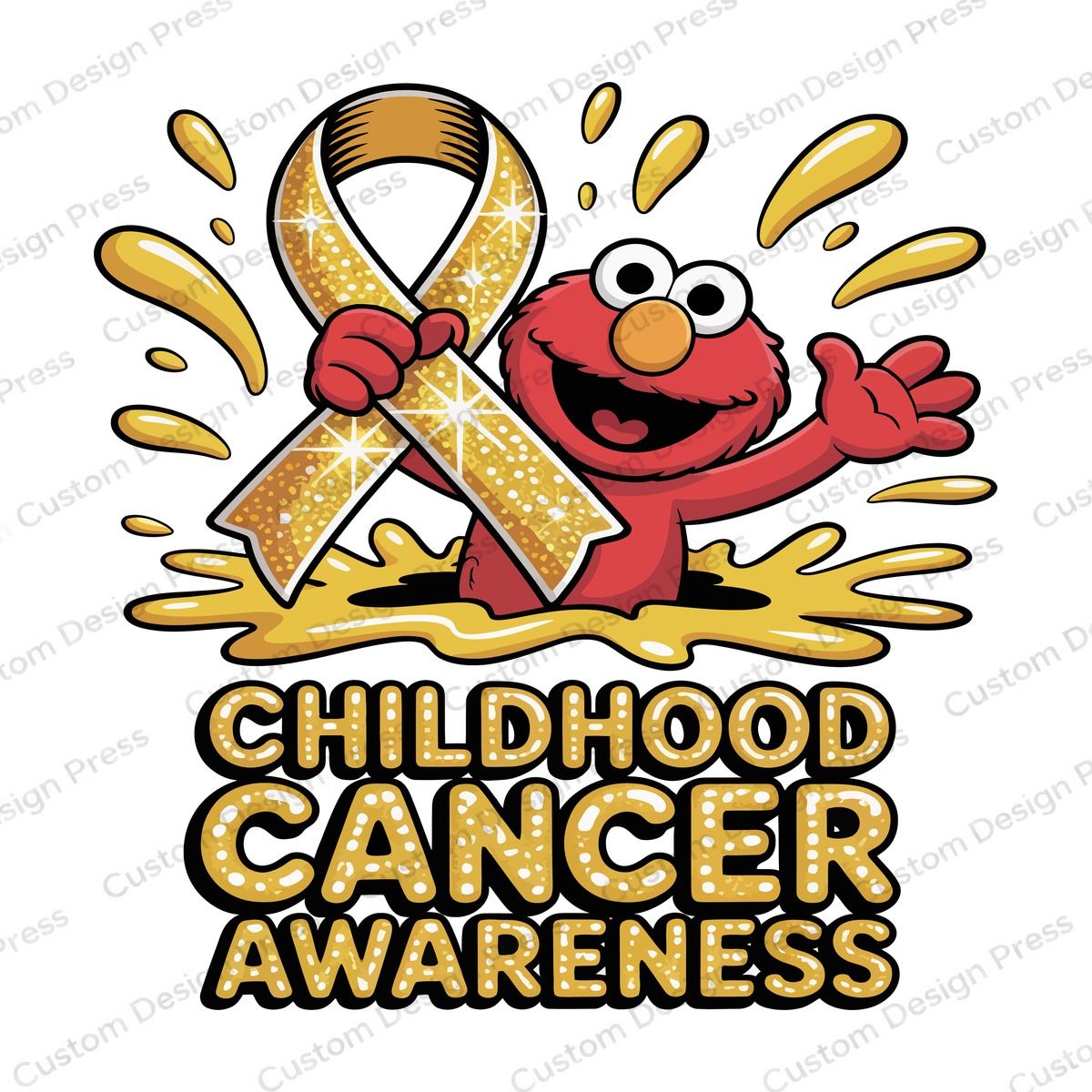 Elmo Childhood Cancer Awareness Gold Ribbon PNG – Digital Download