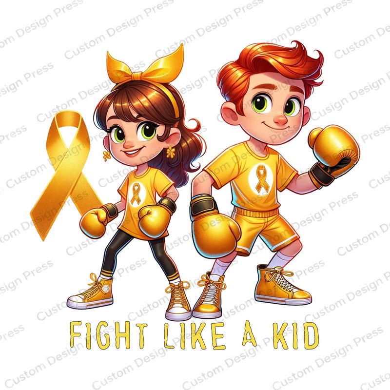 Fight Like a Kid Gold Boxing Kids PNG – Digital Download