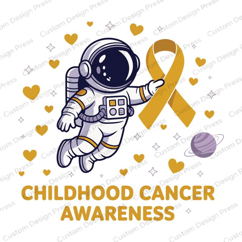 Childhood Cancer Awareness Astronaut Gold Ribbon PNG – Digital Download