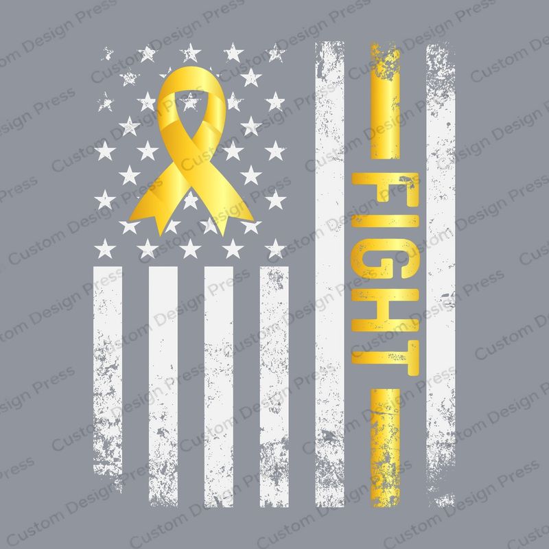 I Fight Childhood Cancer Gold Ribbon Flag PNG – Digital Download