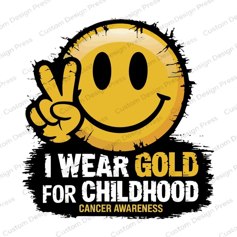 I Wear Gold Childhood Cancer Smiley Face PNG – Digital Download