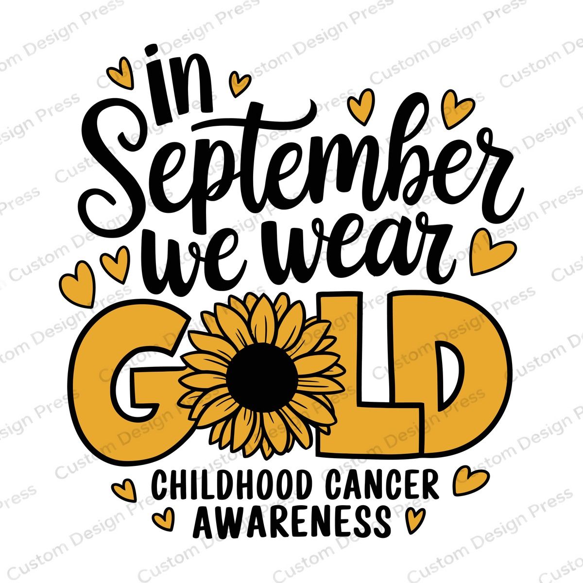 In September We Wear Gold Sunflower PNG – Digital Download