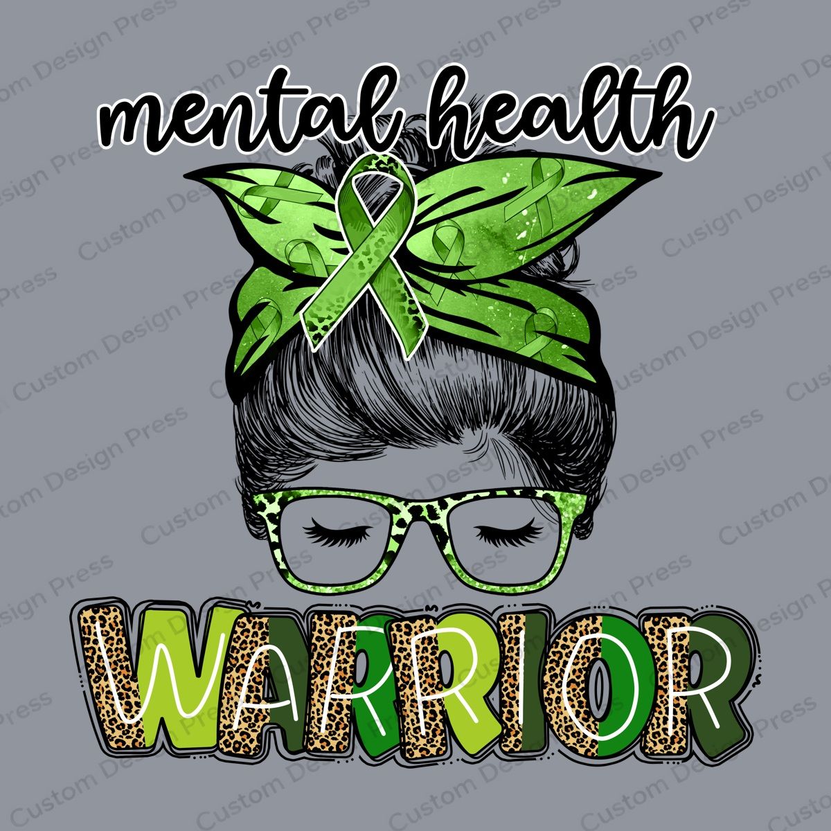 Mental Health Warrior Green Bow PNG – Digital Download