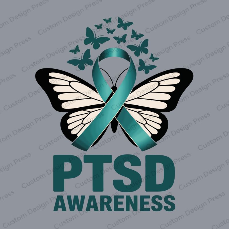 PTSD Awareness Butterfly Teal Ribbon PNG – Digital Download