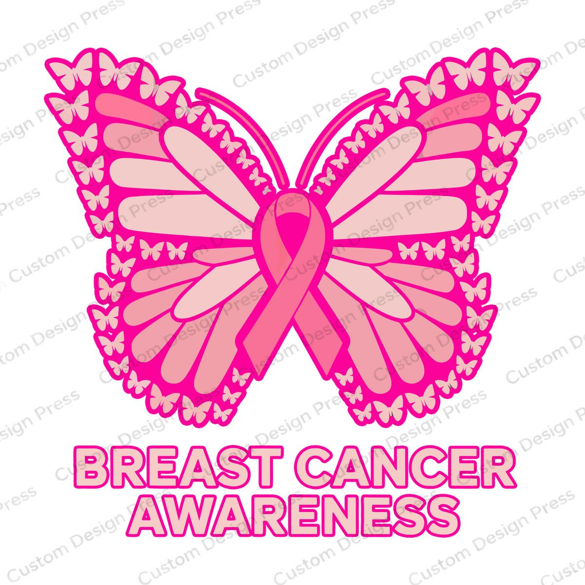 Breast Cancer Awareness Ribbon Butterfly PNG – Digital Download