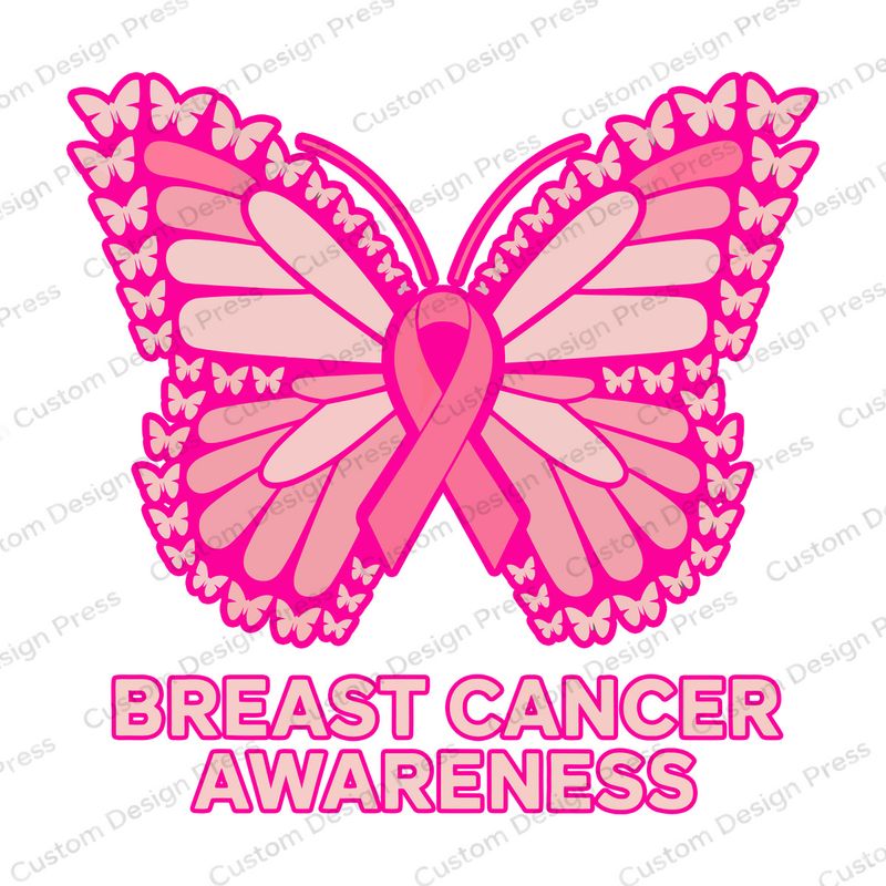 Breast Cancer Awareness Ribbon Butterfly PNG – Digital Download