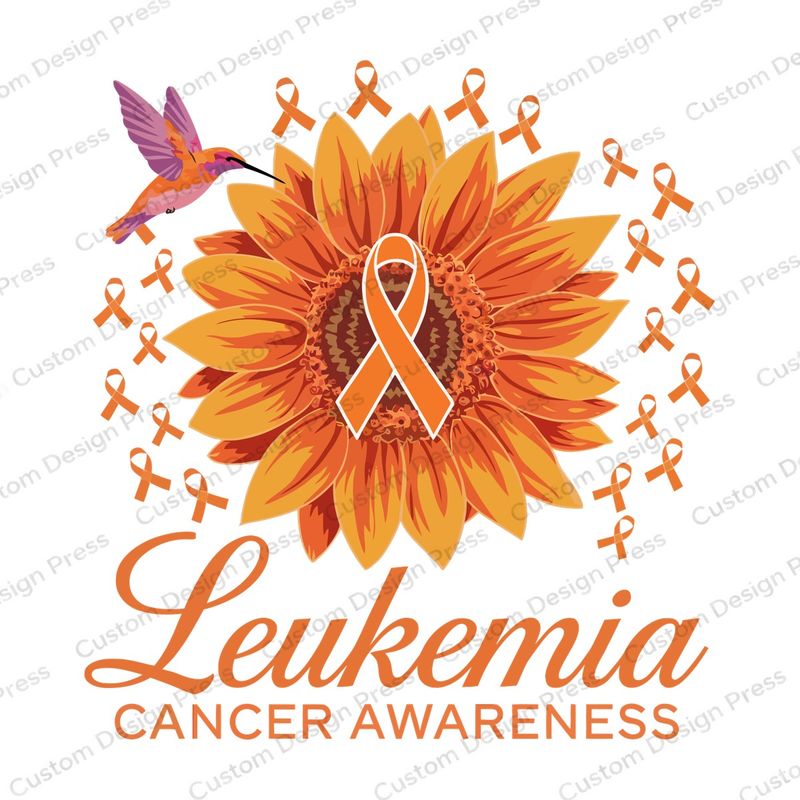 Leukemia Awareness Orange Sunflower Hummingbird PNG – Digital Download