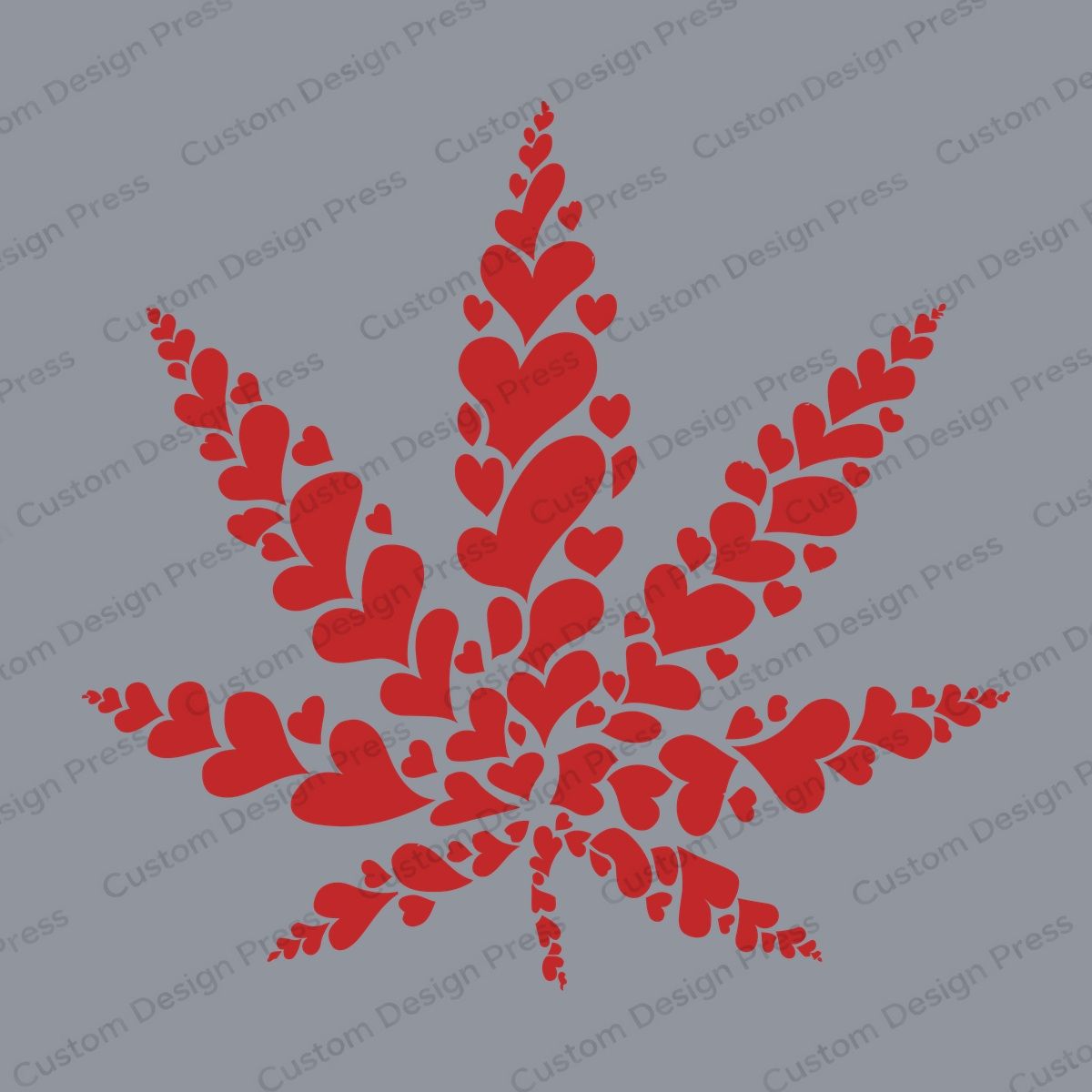 Red Heart Cannabis Leaf PNG – Digital Download