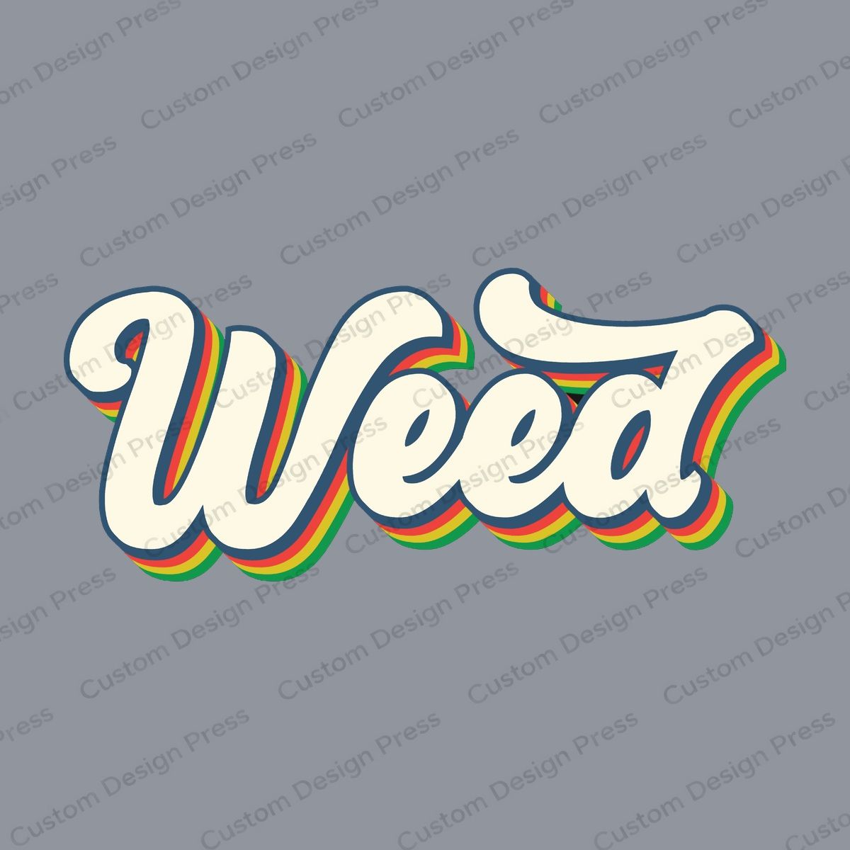 Retro Weed Lettering PNG – Digital Download