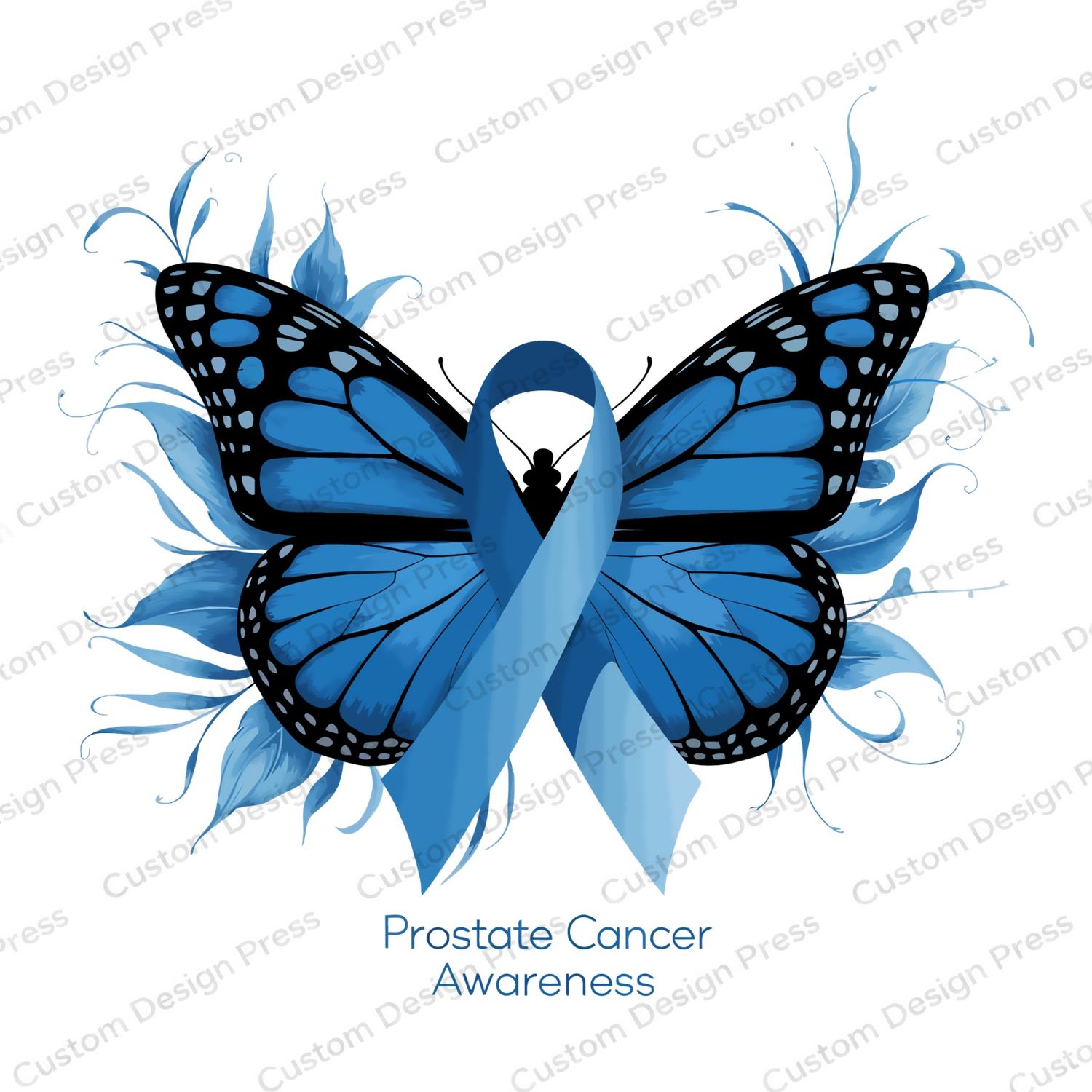 Prostate Cancer Awareness Blue Butterfly PNG – Digital Download