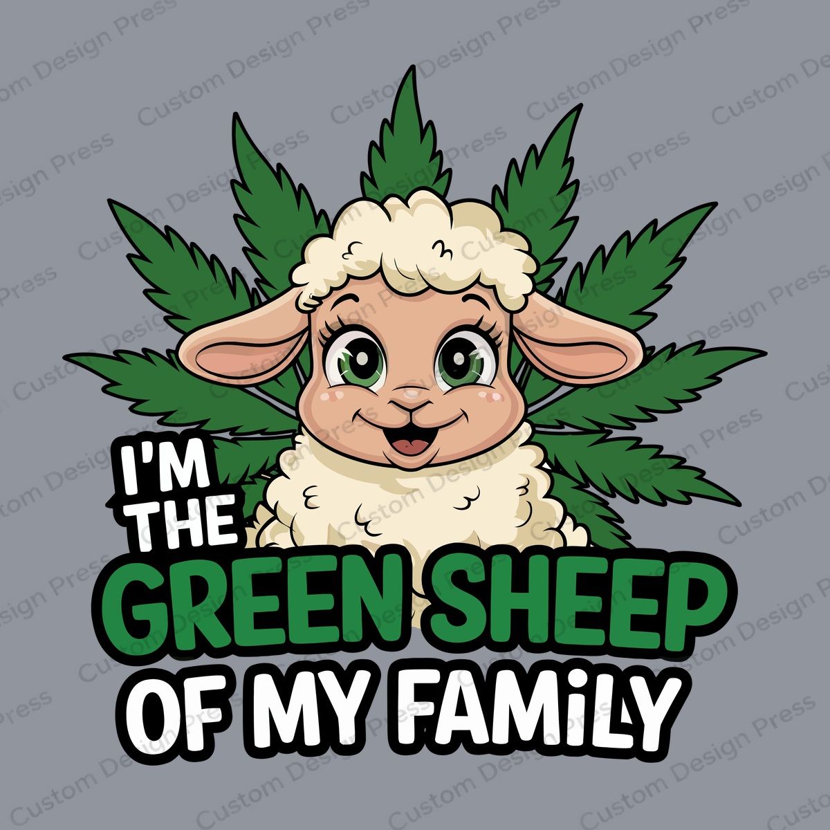 Green Sheep of My Family PNG – Digital Download