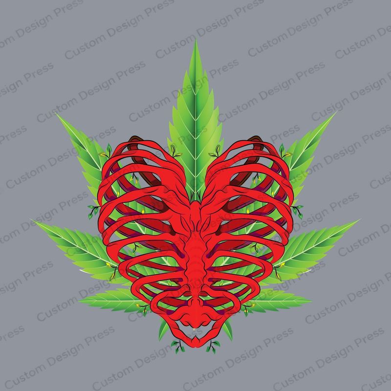 Cannabis Leaf Rib Cage Heart PNG – Digital Download