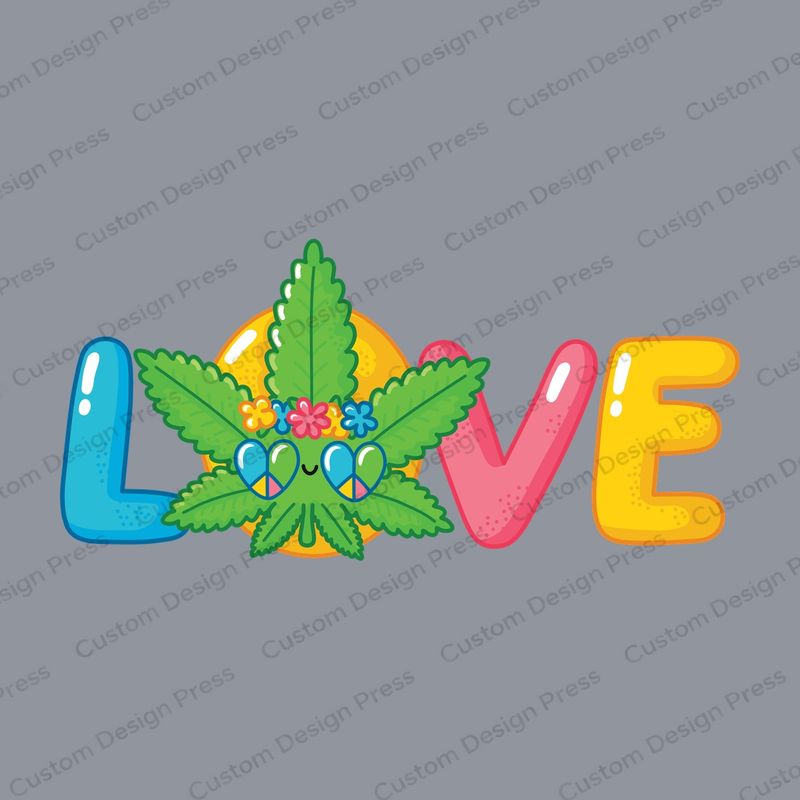 Colorful Love Cannabis Leaf PNG – Digital Download