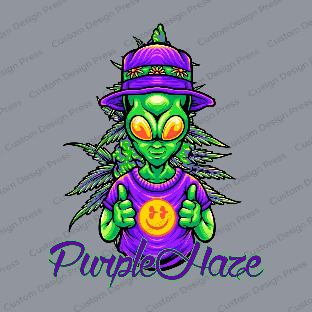 Purple Haze Cannabis Alien PNG – Digital Download