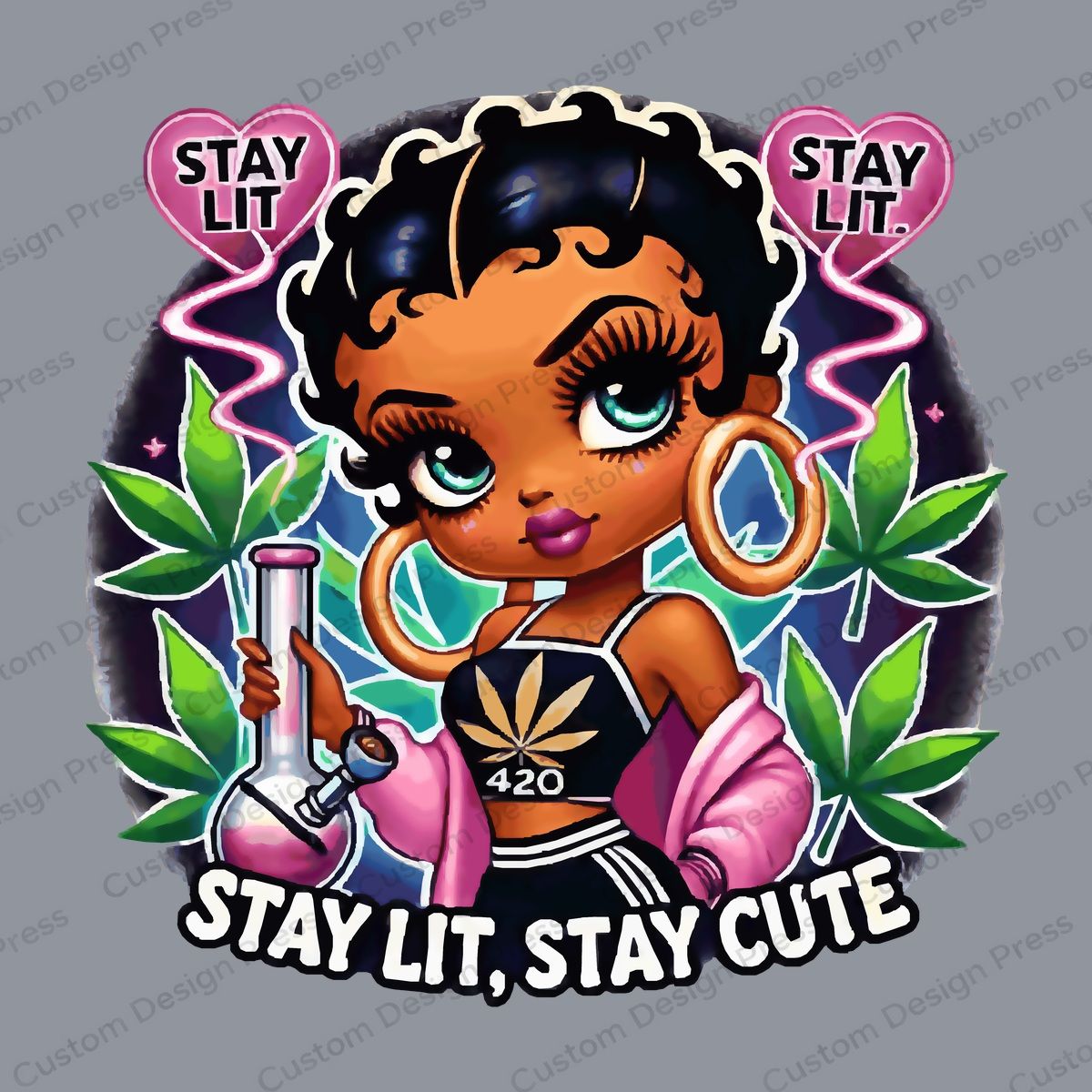 Stay Lit Stay Cute Cartoon Girl PNG – Digital Download