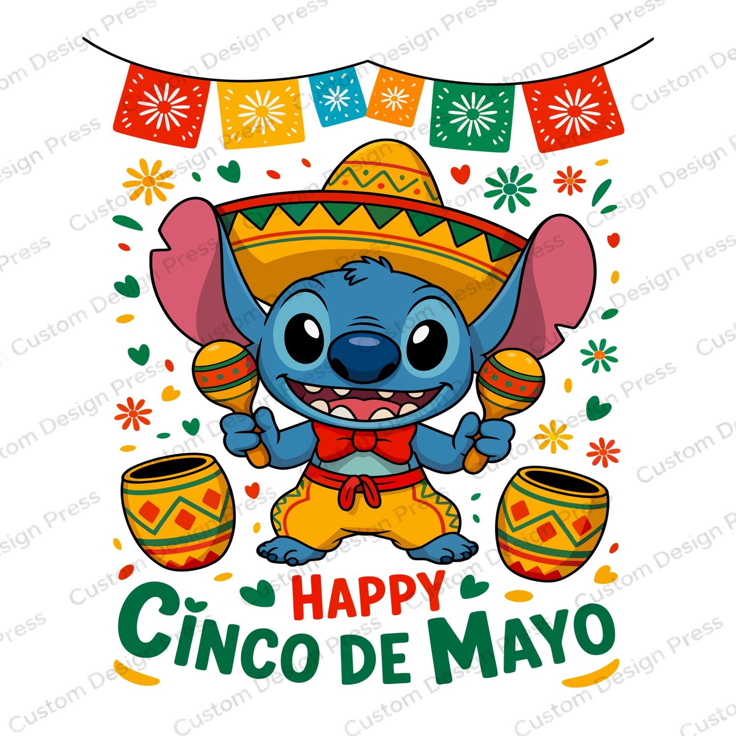 Happy Cinco de Mayo Stitch Fiesta PNG – Digital Download