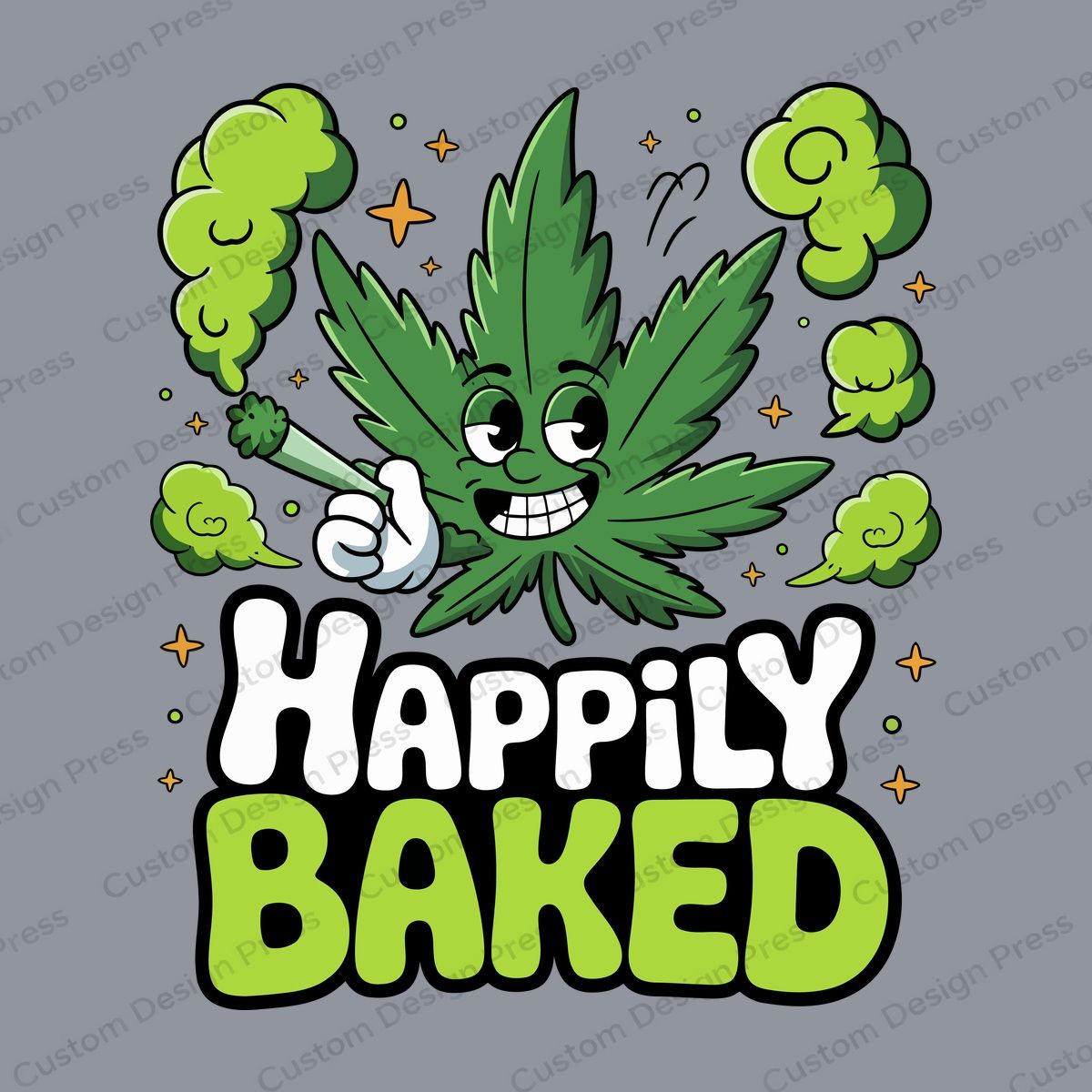 Happily Baked Cannabis Leaf PNG – Digital Download