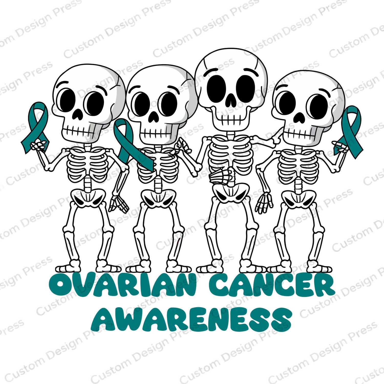 Ovarian Cancer Awareness Skeletons PNG – Digital Download