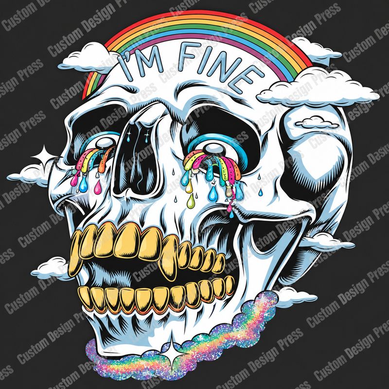 I’m Fine Rainbow Skull PNG – Digital Download