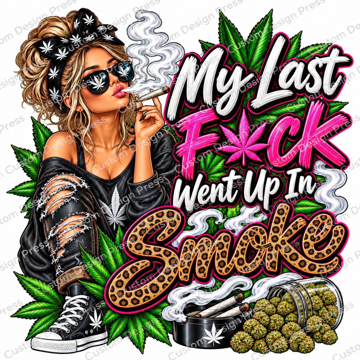 My Last Fuck Went Up in Smoke PNG – Pink &amp; Leopard