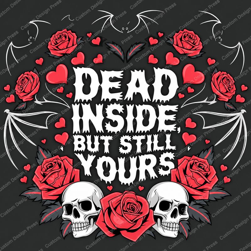 Dead Inside But Still Yours Skull and Roses PNG – Digital Download