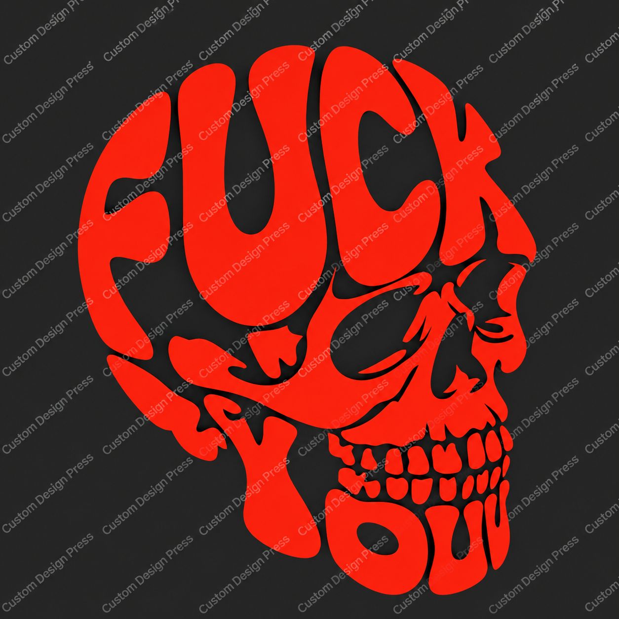 Fuck You Red Typography Skull PNG – Digital Download