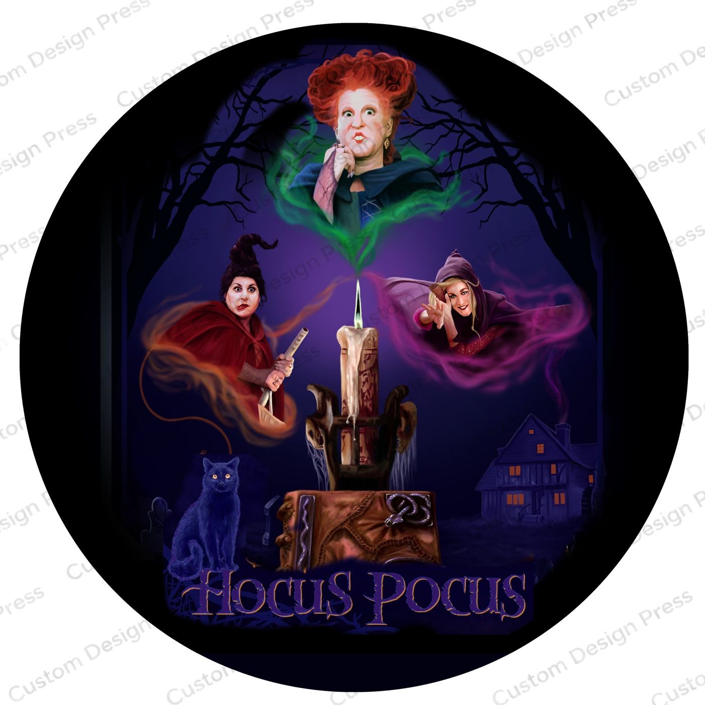 Hocus Pocus Witches Halloween Wreath Center Round