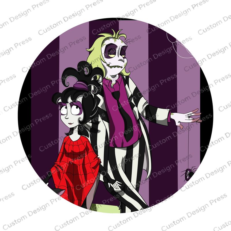 Beetlejuice and Lydia Halloween Wreath Center Round