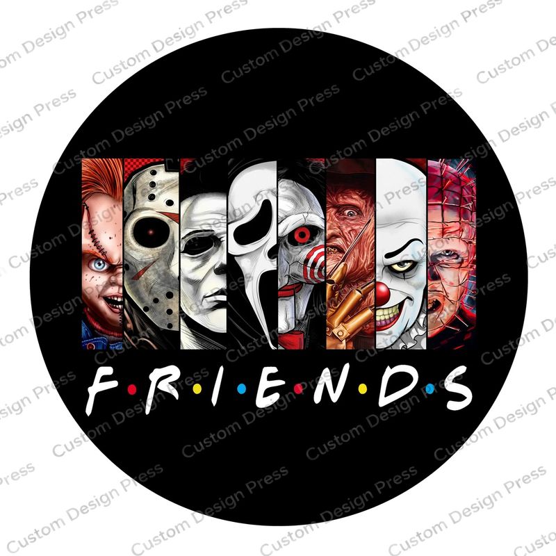 Horror Friends Character Stripes Halloween Wreath Center Round