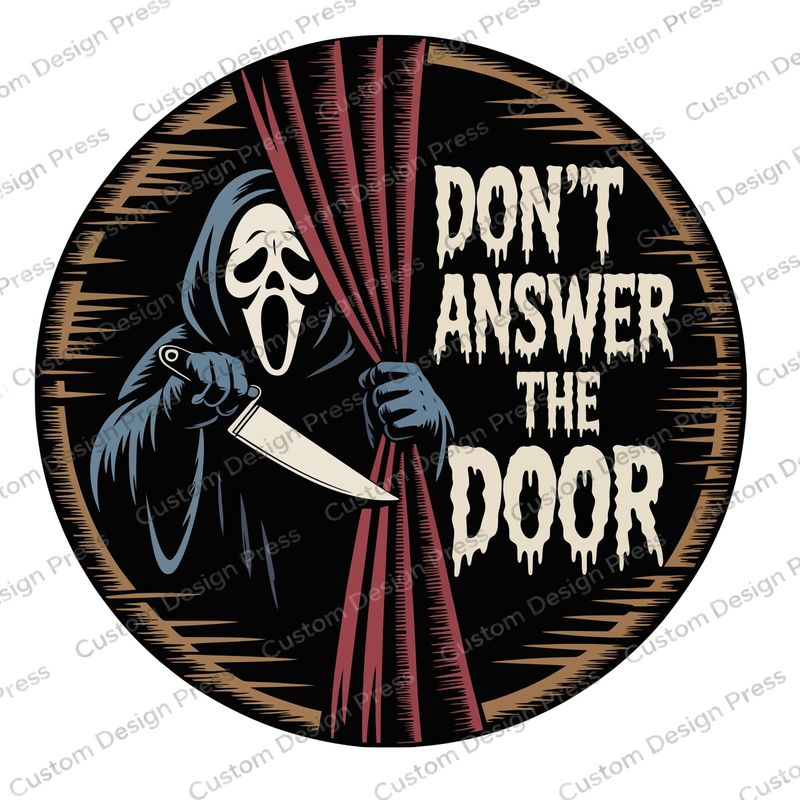 Don’t Answer the Door Ghostface Halloween Wreath Center Round
