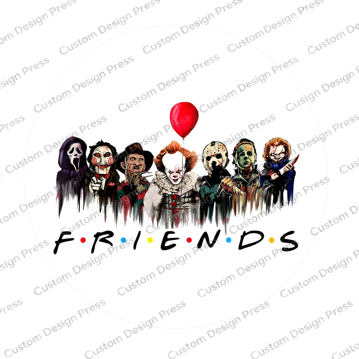 Halloween Horror Friends Lineup Halloween Wreath Center Round