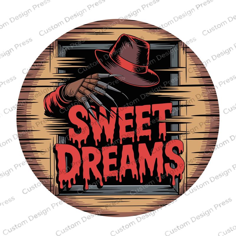 Sweet Dreams Freddy Halloween Wreath Center Round