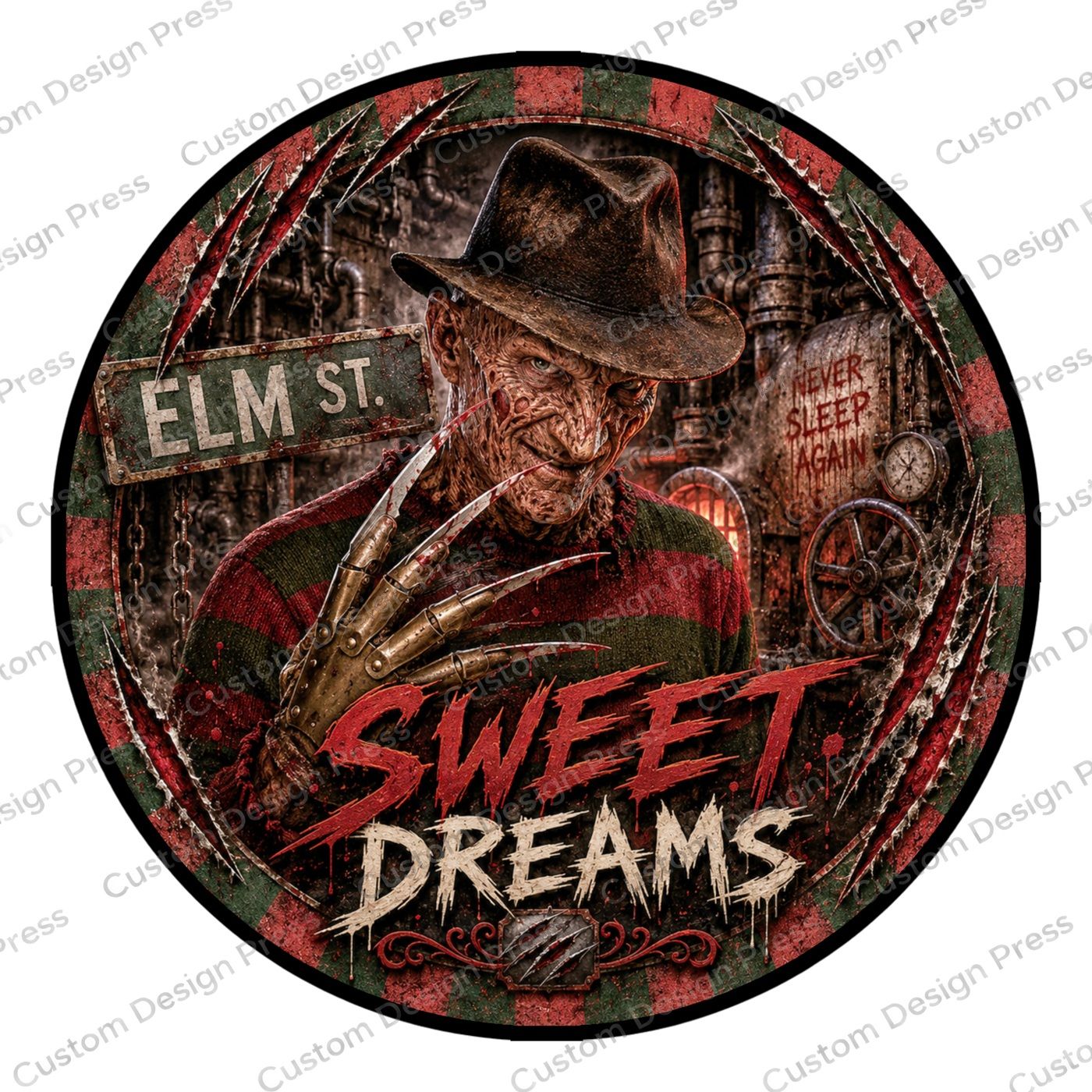 Sweet Dreams on Elm Street Wreath Center Round