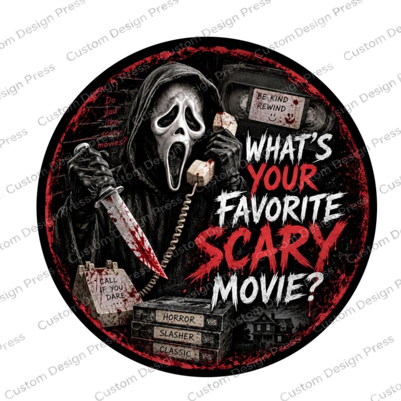 What’s Your Favorite Scary Movie Wreath Center Round