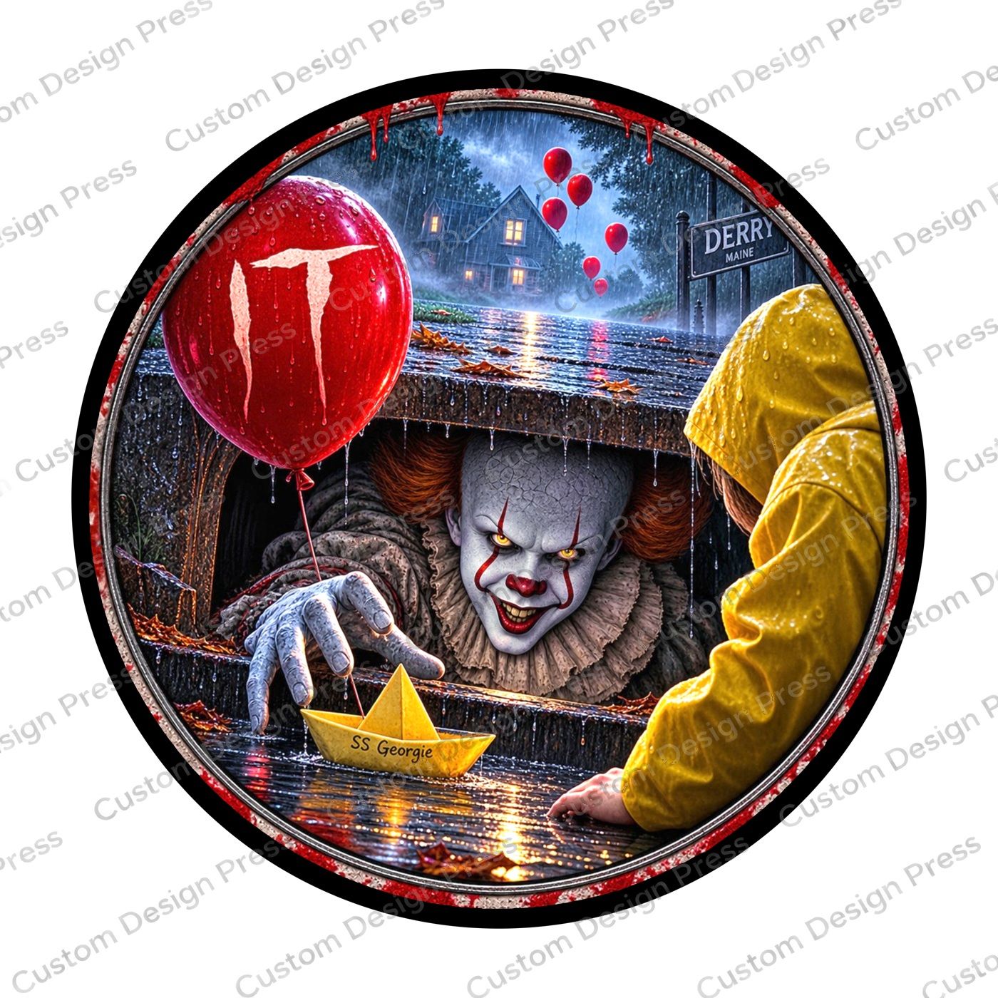 Pennywise Storm Drain Scene Wreath Center Round