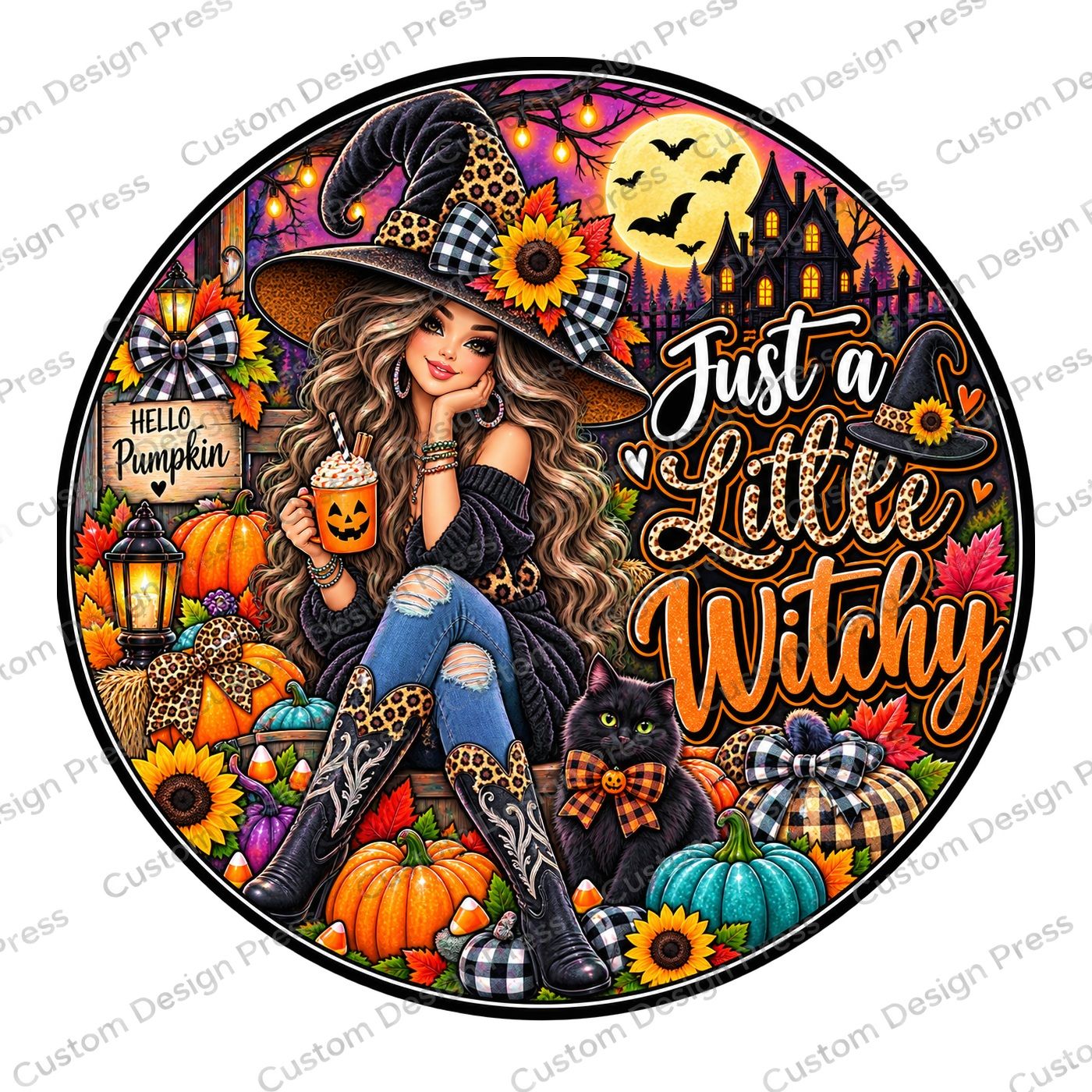 Just a Little Witchy Wreath Center Round