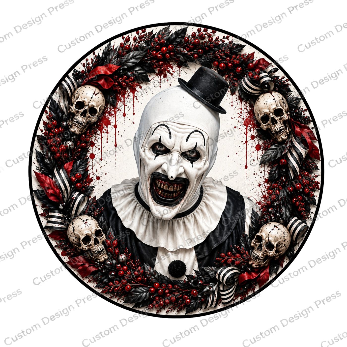 Art the Clown Portrait Wreath Center Round