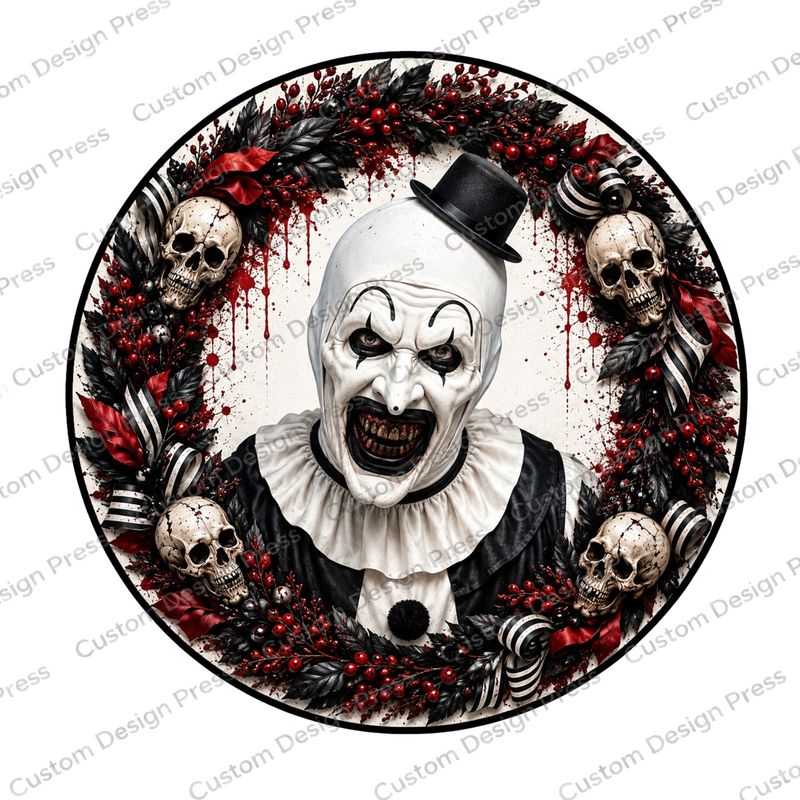 Art the Clown Portrait Wreath Center Round