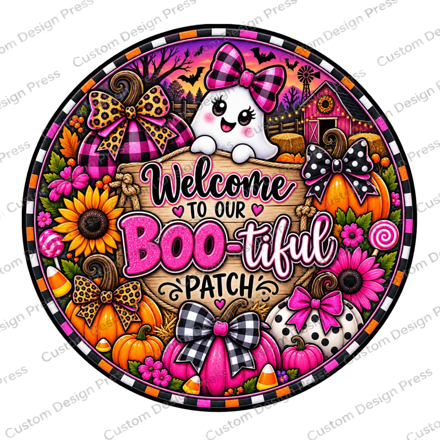 Welcome to Our Boo-tiful Patch Wreath Center Round