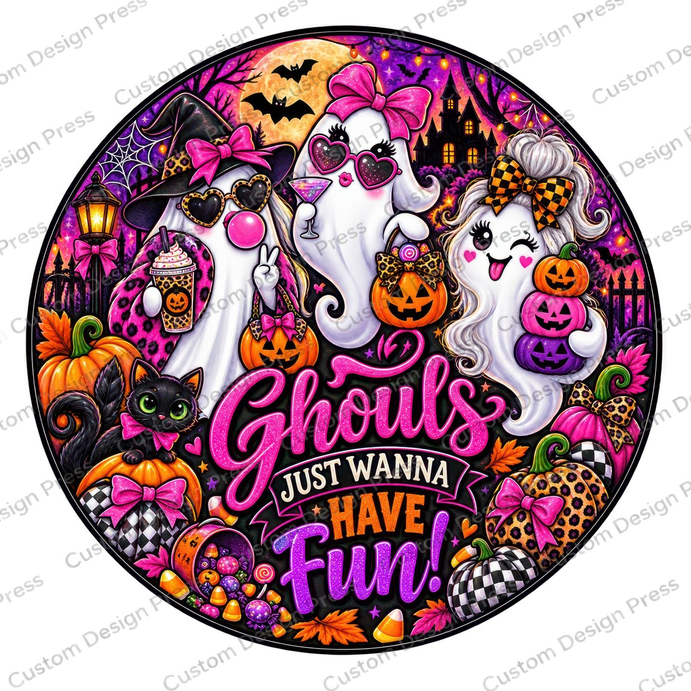Ghouls Just Wanna Have Fun Wreath Center Round