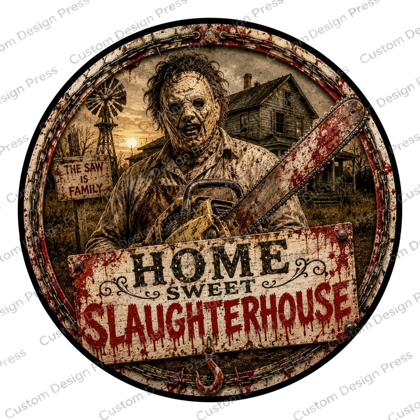 Home Sweet Slaughterhouse Wreath Center Round