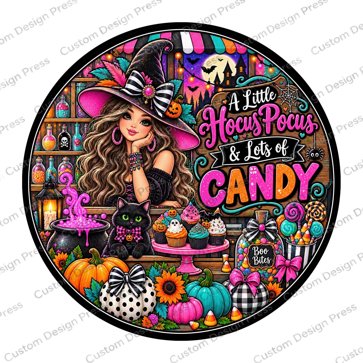 A Little Hocus Pocus and a Lot of Candy Wreath Center Round
