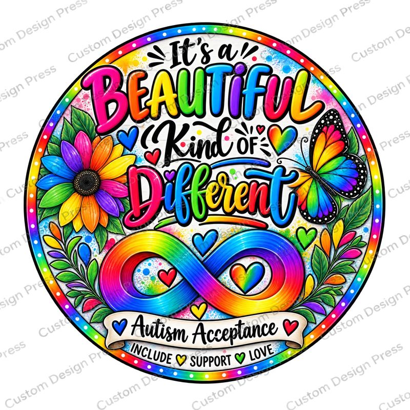 Beautiful Kind of Different Autism Acceptance Wreath Center Round