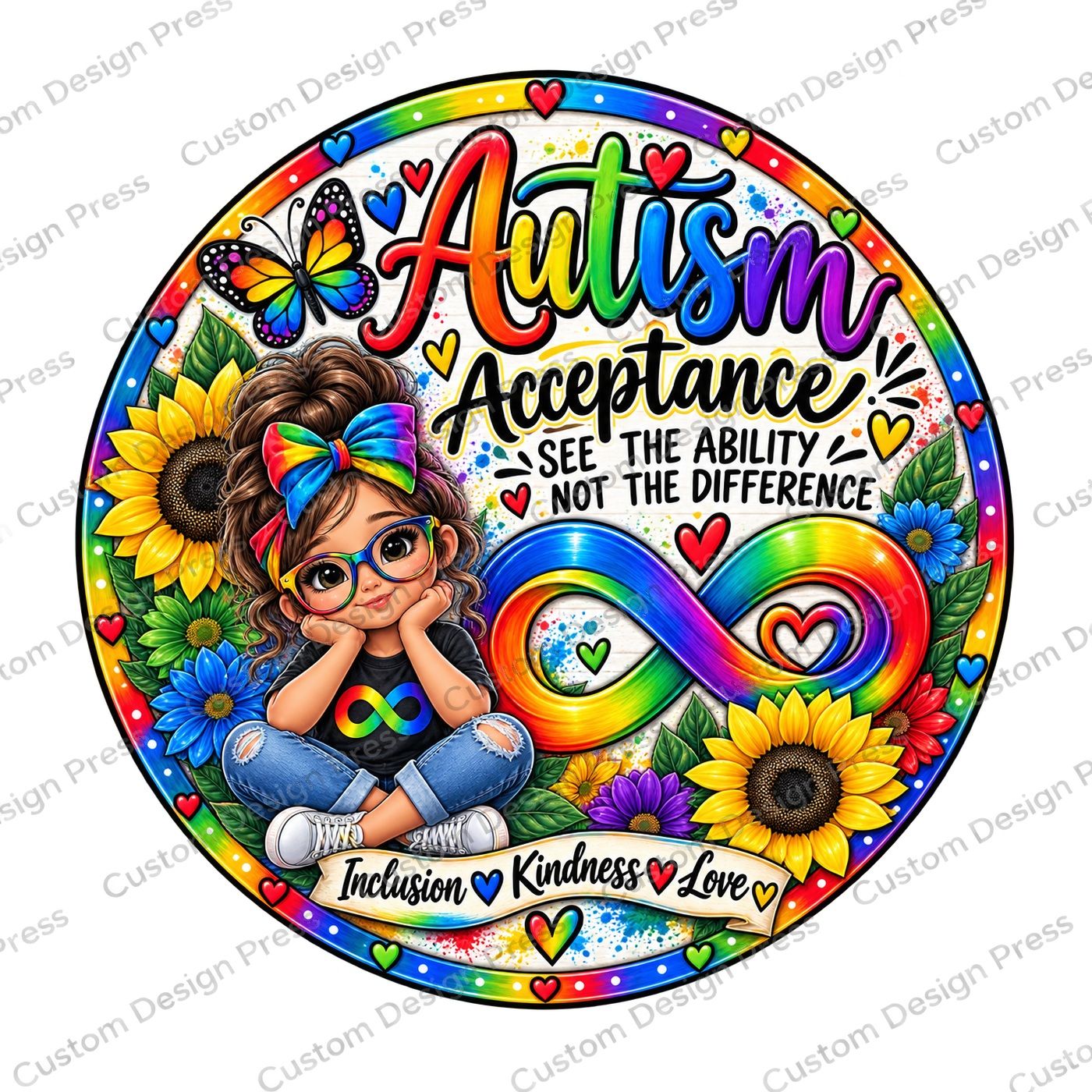 Autism Acceptance See the Ability Wreath Center Round