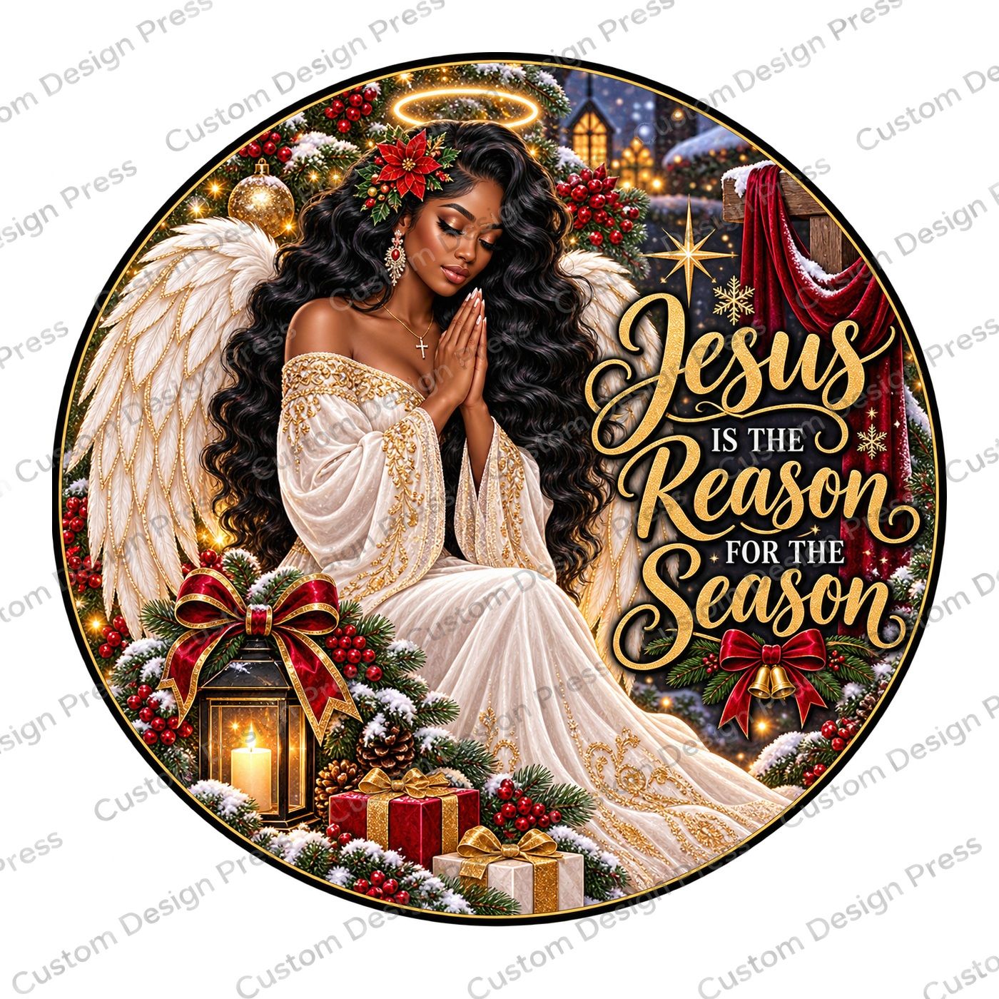 Jesus Is the Reason Angel Wreath Center Round